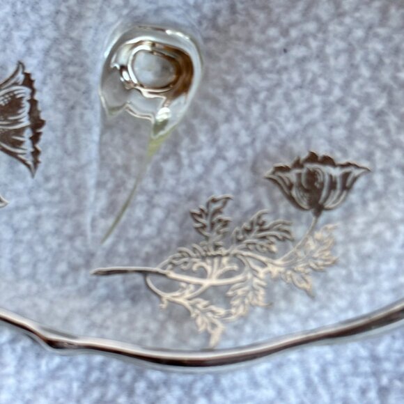 Silver City Flanders Poppy Sterling Silver on Clear Glass Footed Dish - Picture 6 of 12